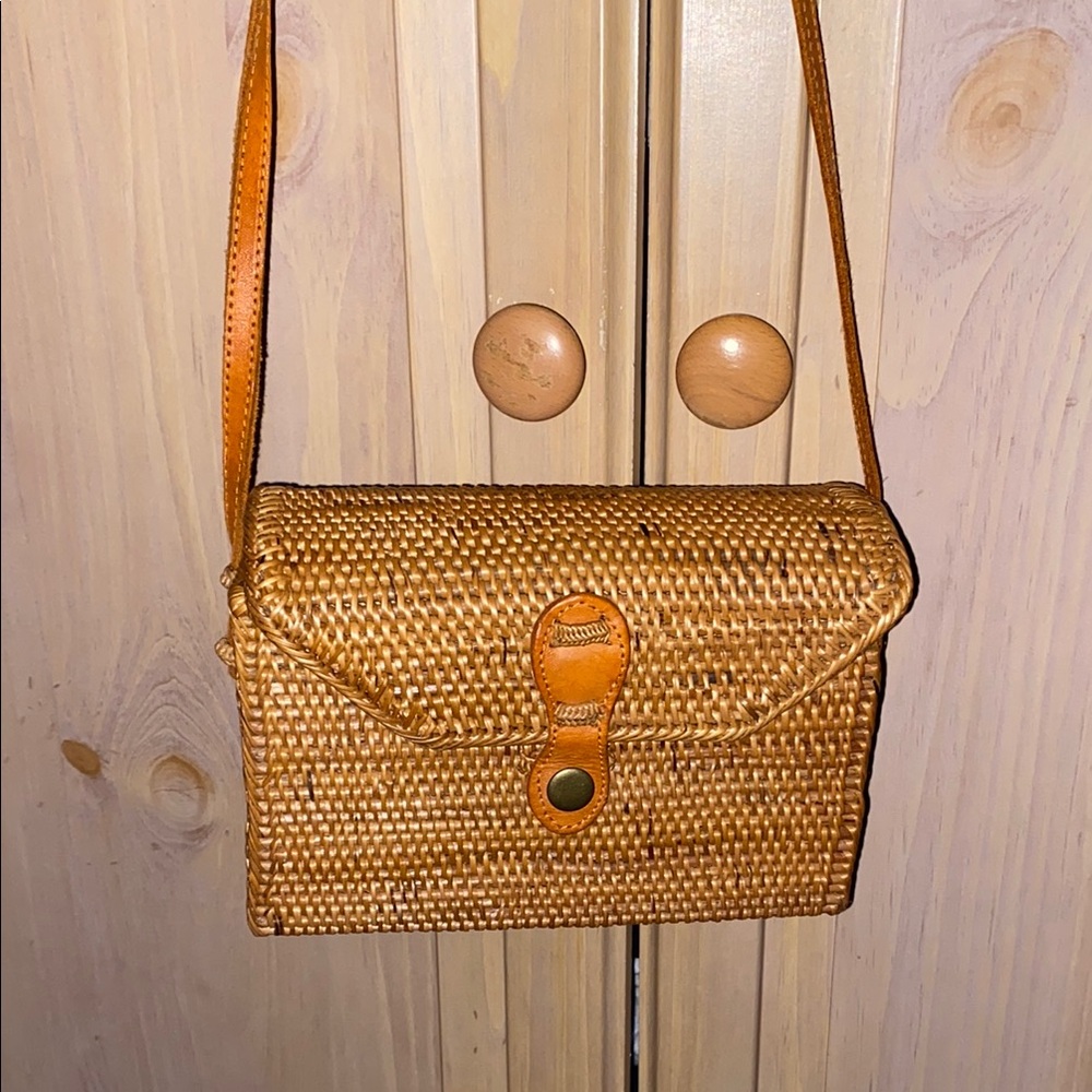 Woven Tan Crossbody Bag